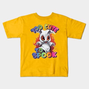 Too Cute To Spook Rainbowcore Rabbit Ghost Kids T-Shirt